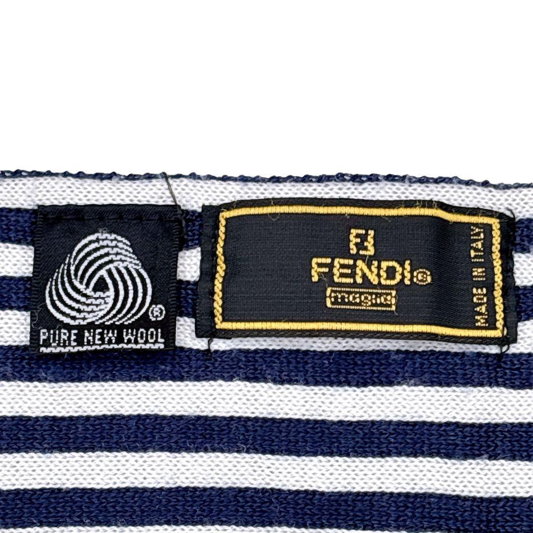 FENDIフェンディ ズッカ柄 ウール マフラー イタリア製 ネイビー 男女兼用