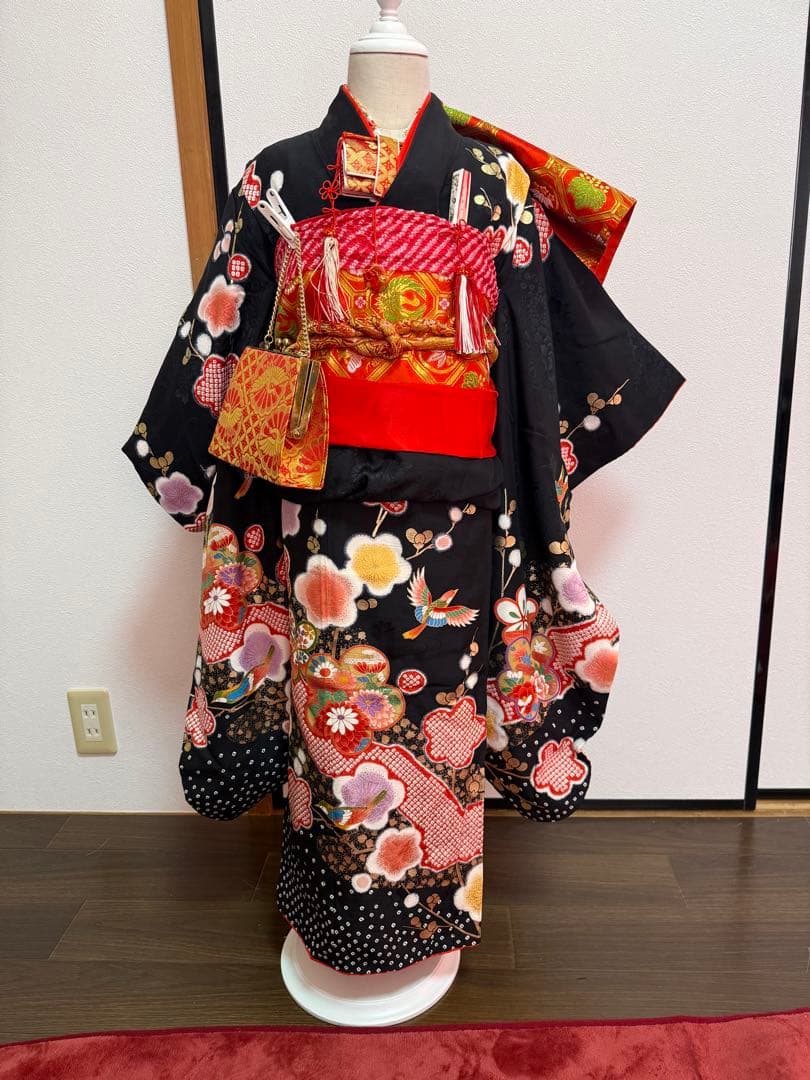 七五三 7歳 ほぼフルセット　黒地