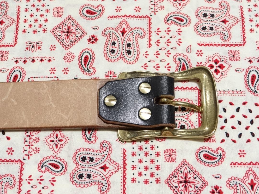 親方　6ミリ厚多脂革ブラック茶芯ベルトG32バックル 極厚ベルト