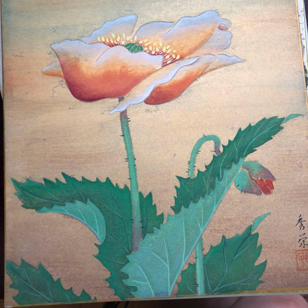 立ち雛　日本画　色紙絵　お雛様　あやめ