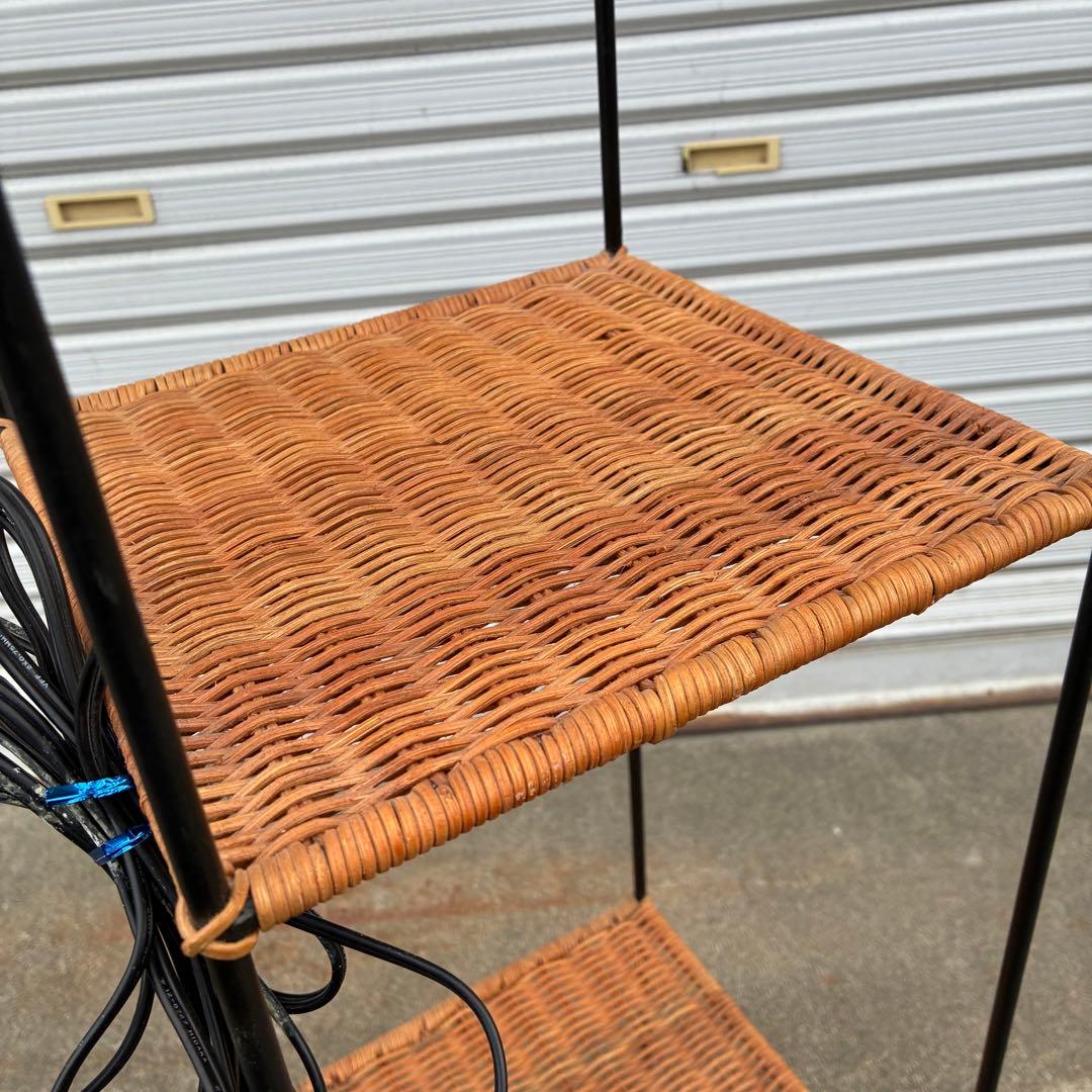 【匿名発送】キシマ　レトロ　アンティークランプ　アイアンフレーム　ラタン　棚