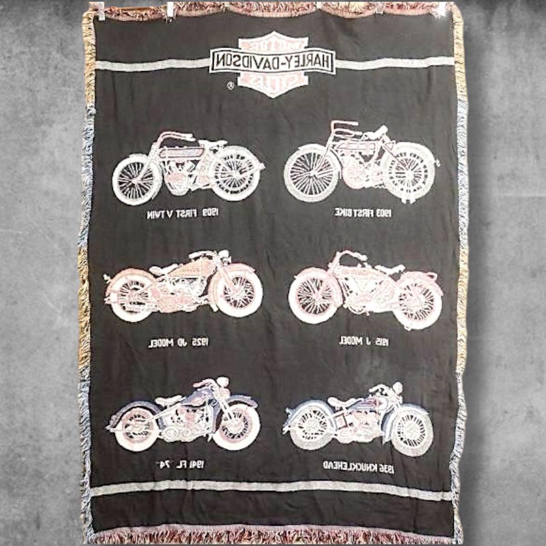 BPQM バイク ラグ タペストリー 古着 ハーレー ダビッドソン ロゴ