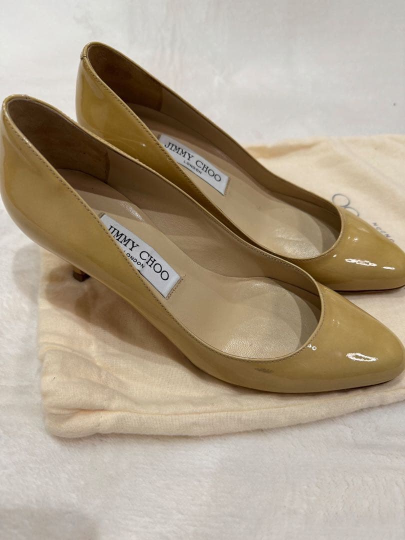 JIMMY CHOO24.0cm パンプス ベージュ エナメル