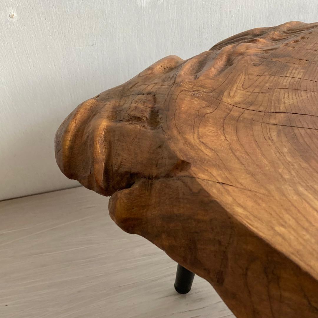 古いケヤキ 一枚板 テーブル ちゃぶ台 鉄脚