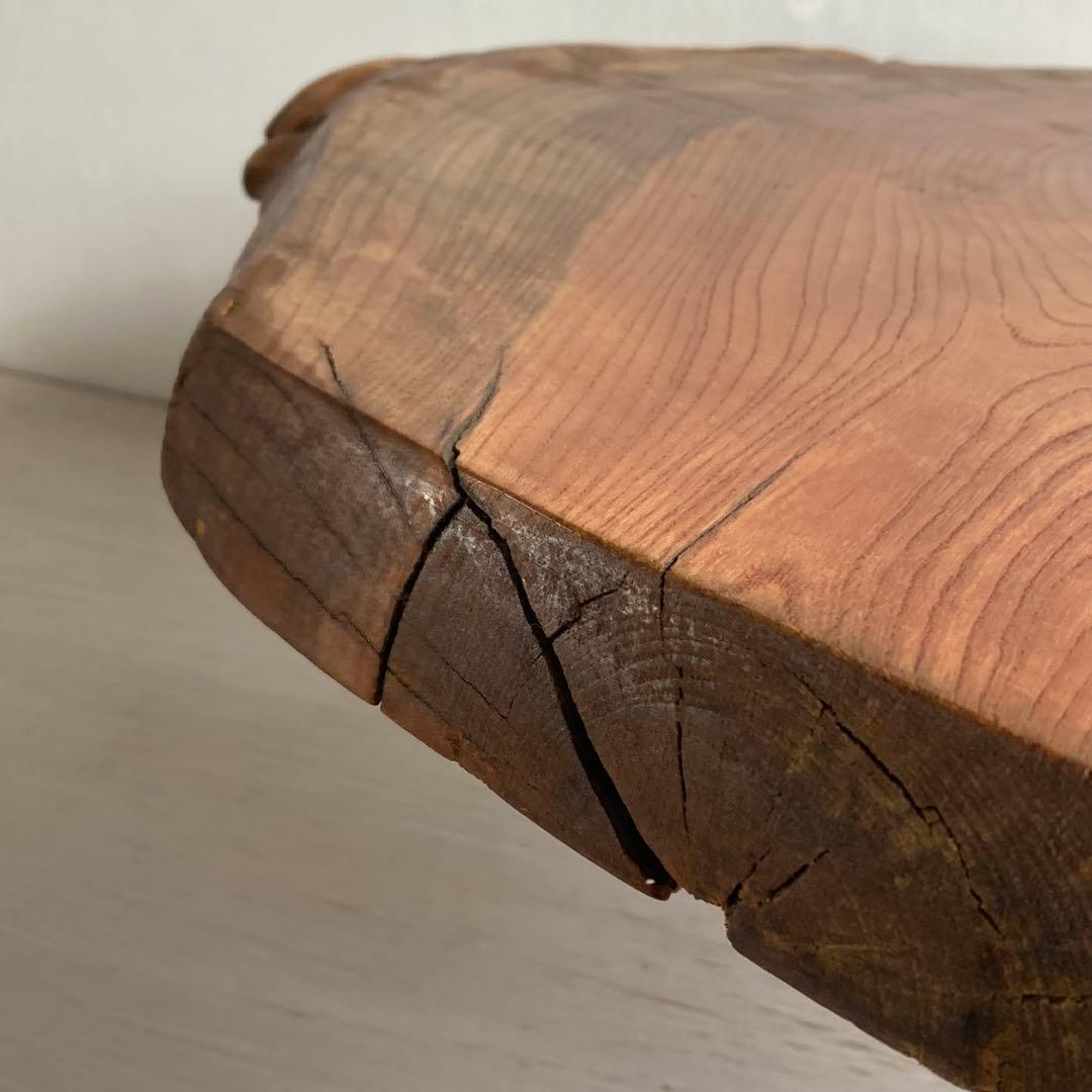 古いケヤキ 一枚板 テーブル ちゃぶ台 鉄脚