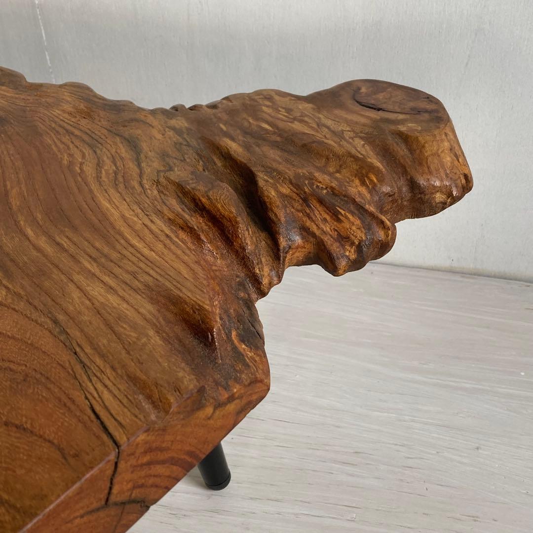 古いケヤキ 一枚板 テーブル ちゃぶ台 鉄脚