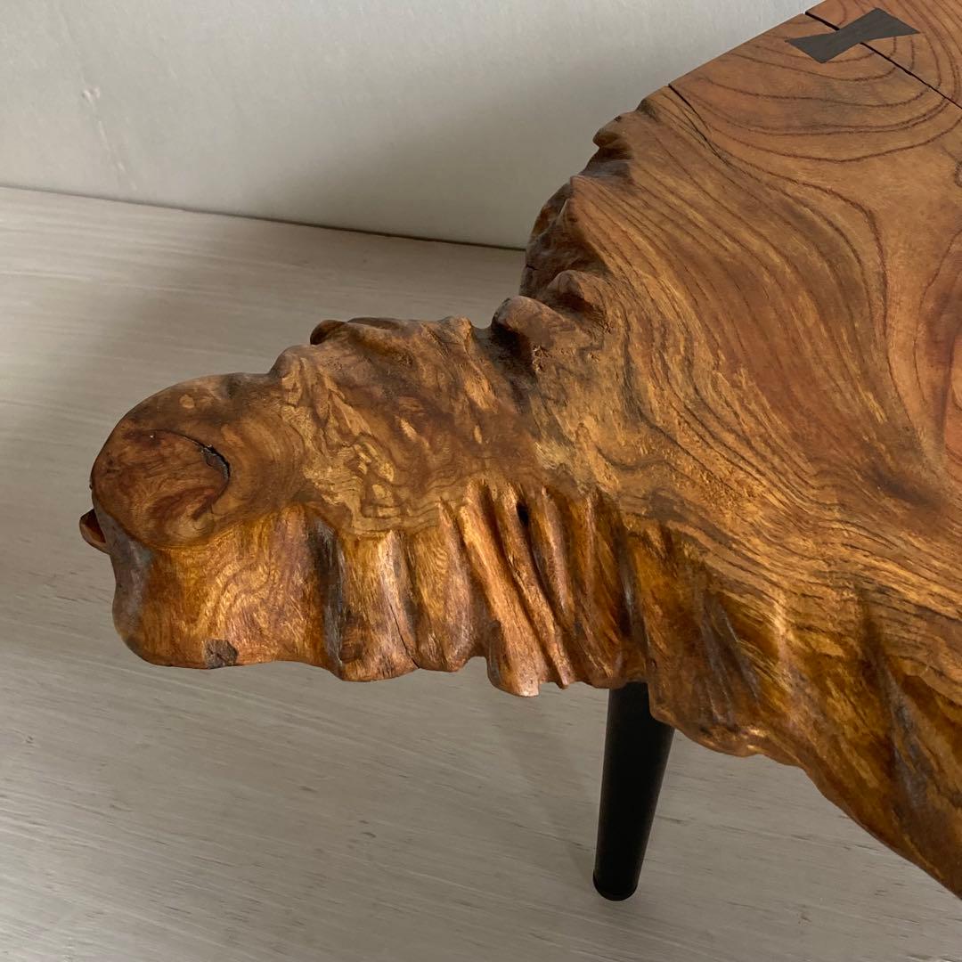 古いケヤキ 一枚板 テーブル ちゃぶ台 鉄脚