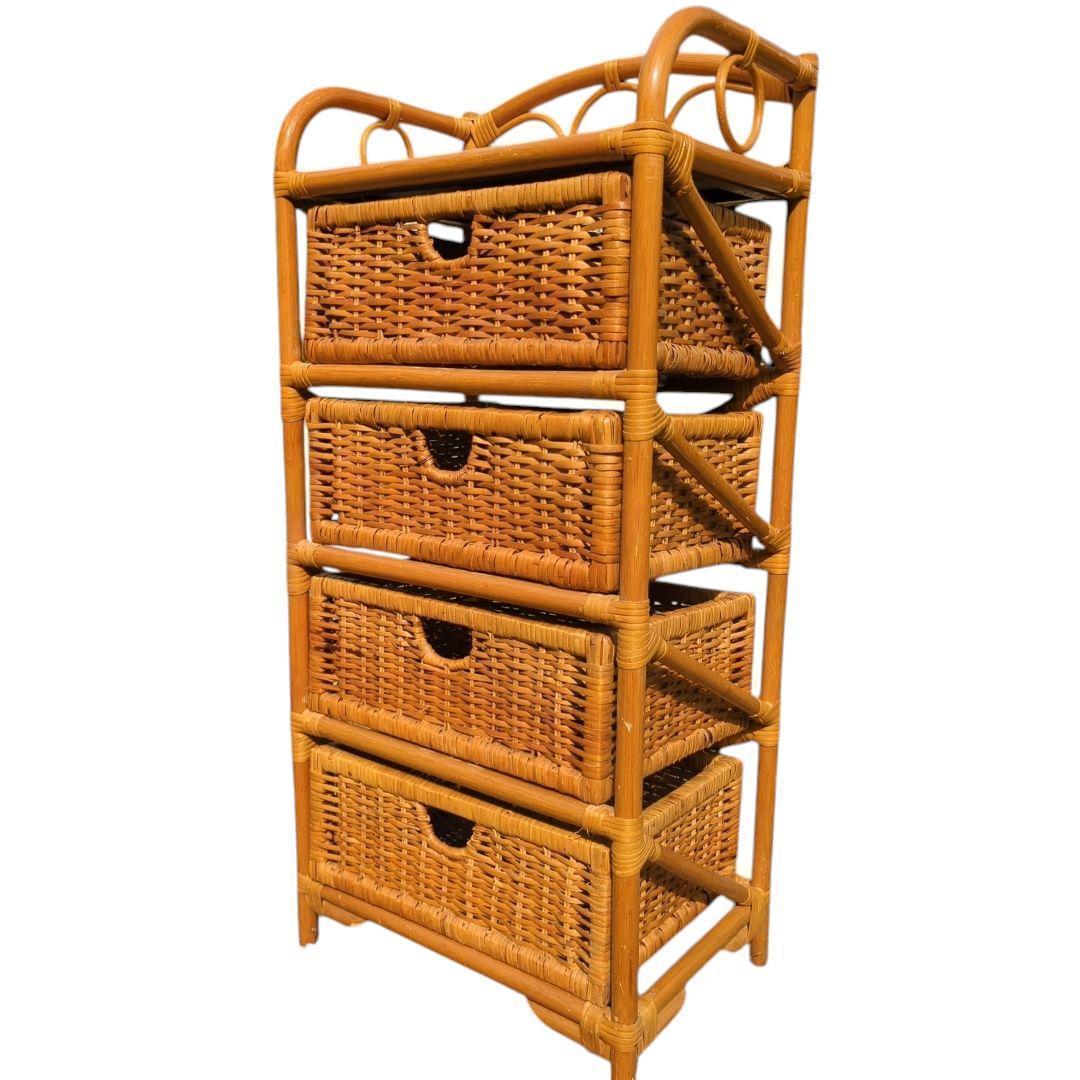 籐 ラタン チェスト4段 インテリア 昭和レトロ 箪笥