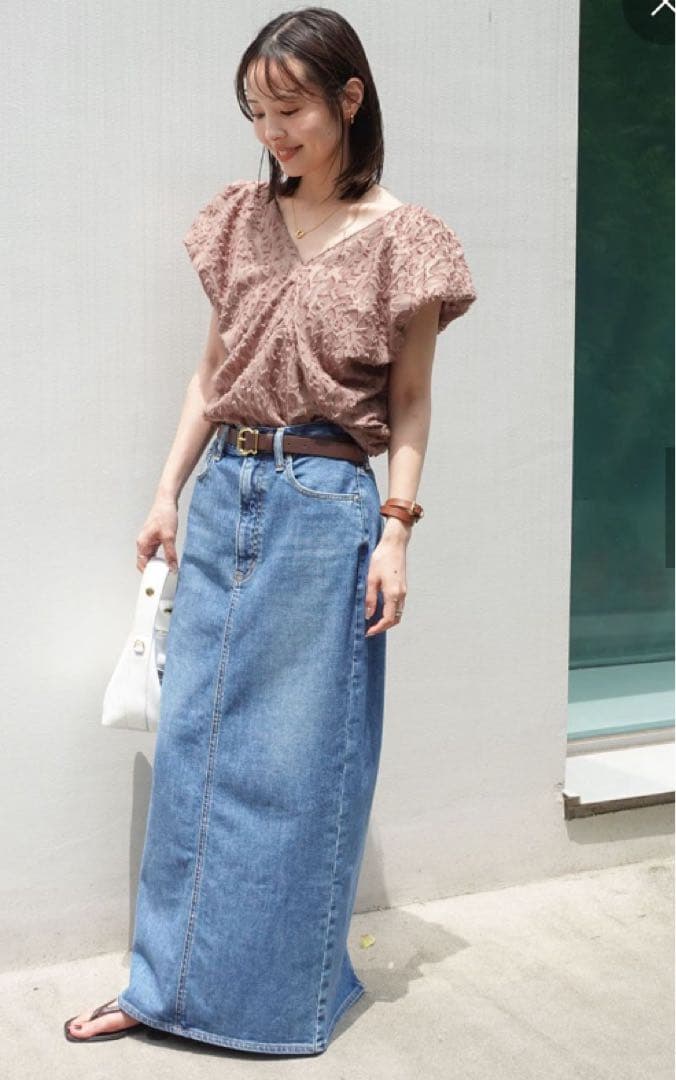 新品未使用⭐︎Noble レオパードジャガードデコルテVブラウス　キャメル