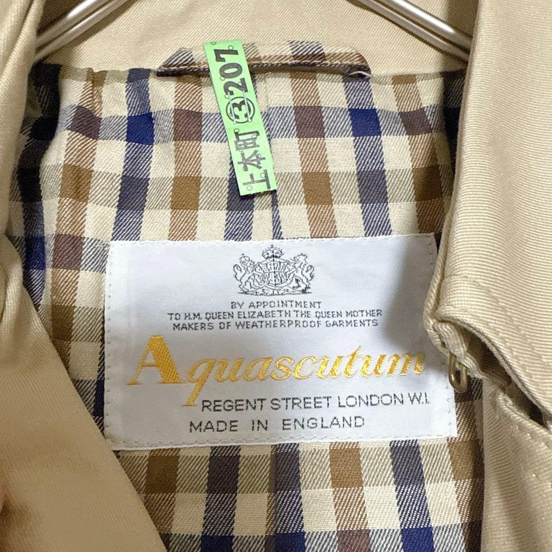 美品 アクアスキュータム トレンチコート ヴィンテージ クラブチェック マキシ丈