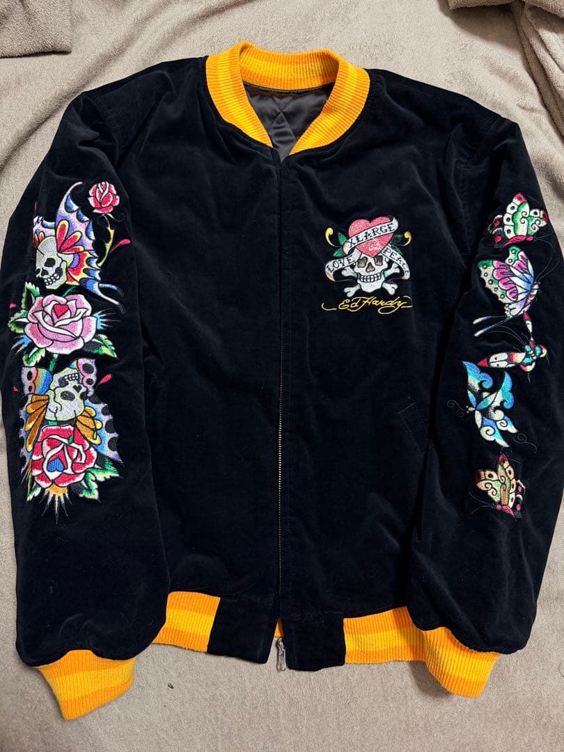 ２面用 Ed Hardy XLARGE 別珍 日本限定 スカジャン unisex