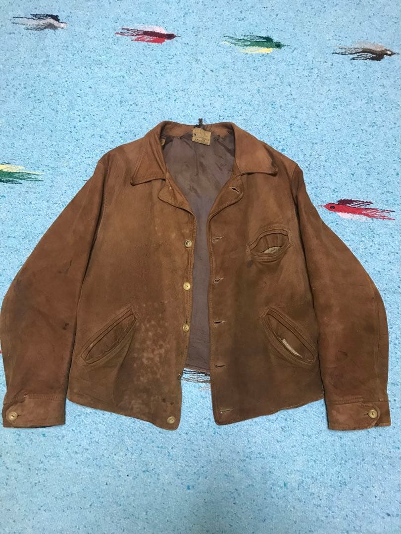 40s BLOCK BILT ヌバック レザージャケット ライダース コサック