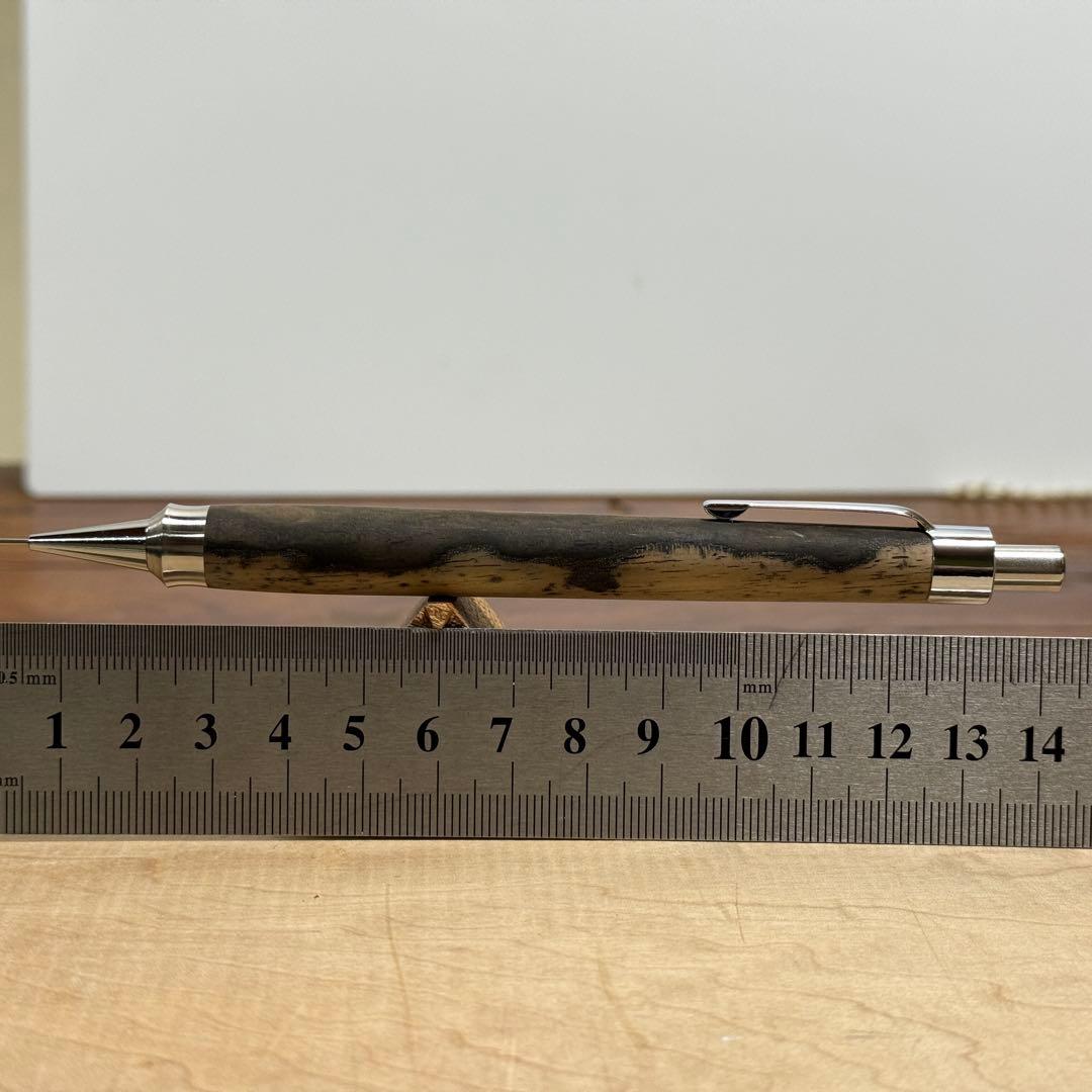⭕️お値下げ　　118黒柿　木製シャーペン　強低重心ダブルR ステンレス　無塗装