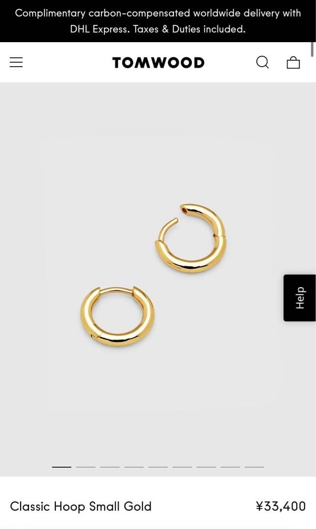 【片耳】TOM WOOD CLASSIC HOOPS SMALL GOLD