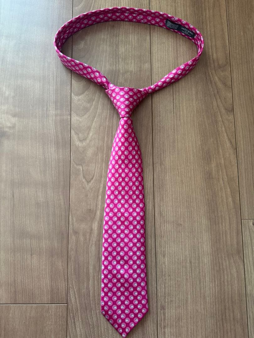【HERMES】エルメス　ネクタイ　ピンク　馬柄 高級シルク100%