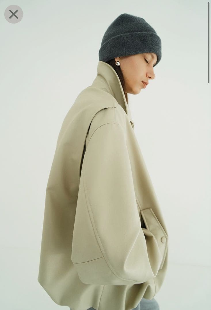 FAKE LEATHER BALLOON JACKET CLANE アイボリー1
