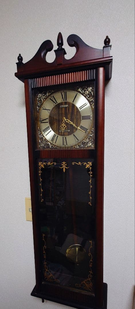 クラシック大型木製掛時計 ダークブラウン