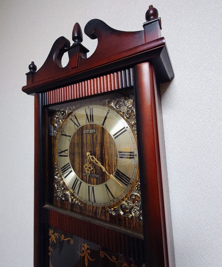 クラシック大型木製掛時計 ダークブラウン