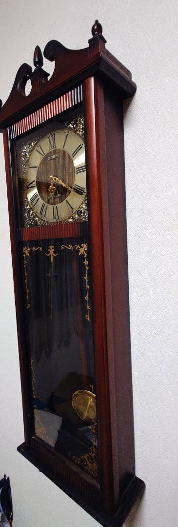 クラシック大型木製掛時計 ダークブラウン