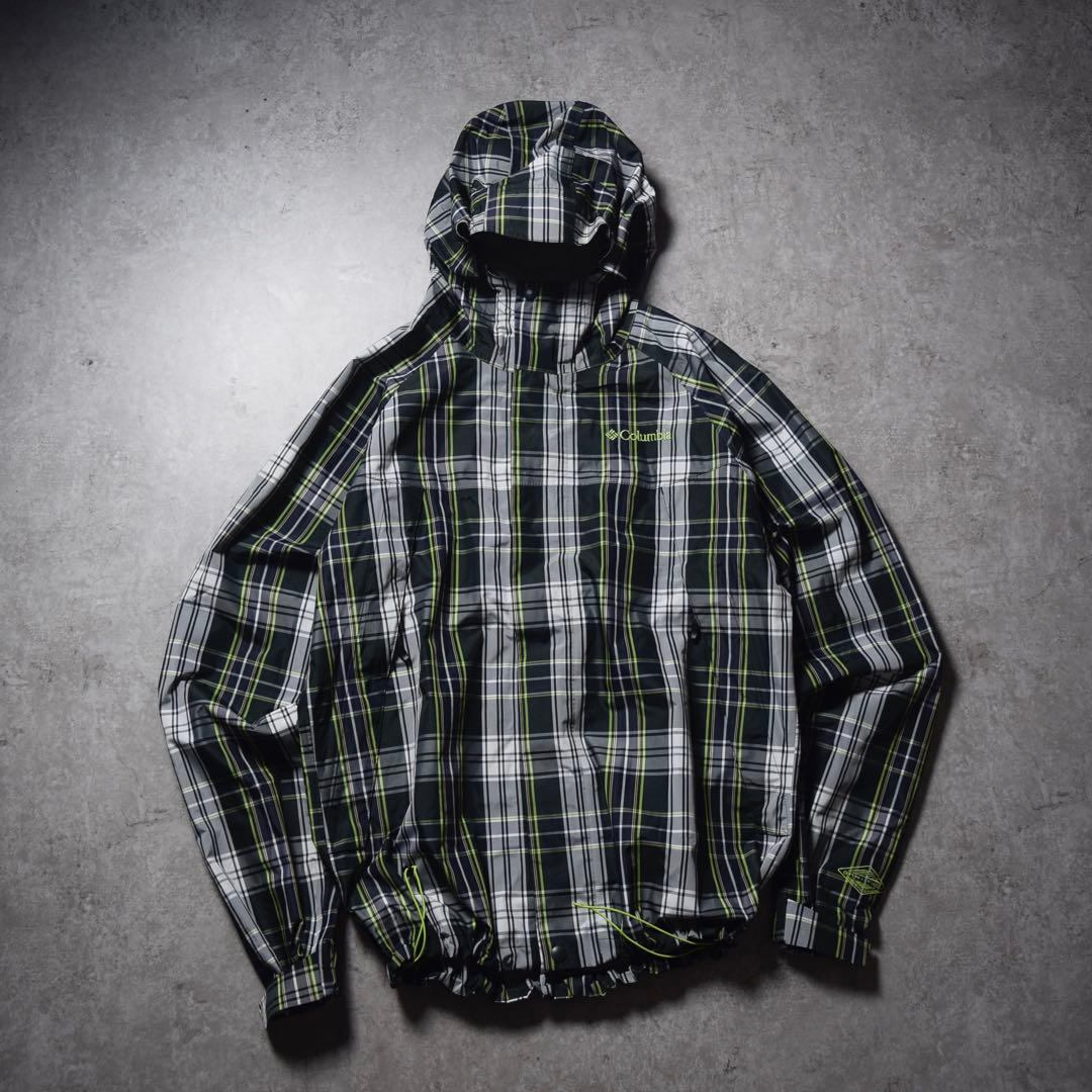 00s Columbia ナイロンシェルジャケット チェック柄 テック系 y2k