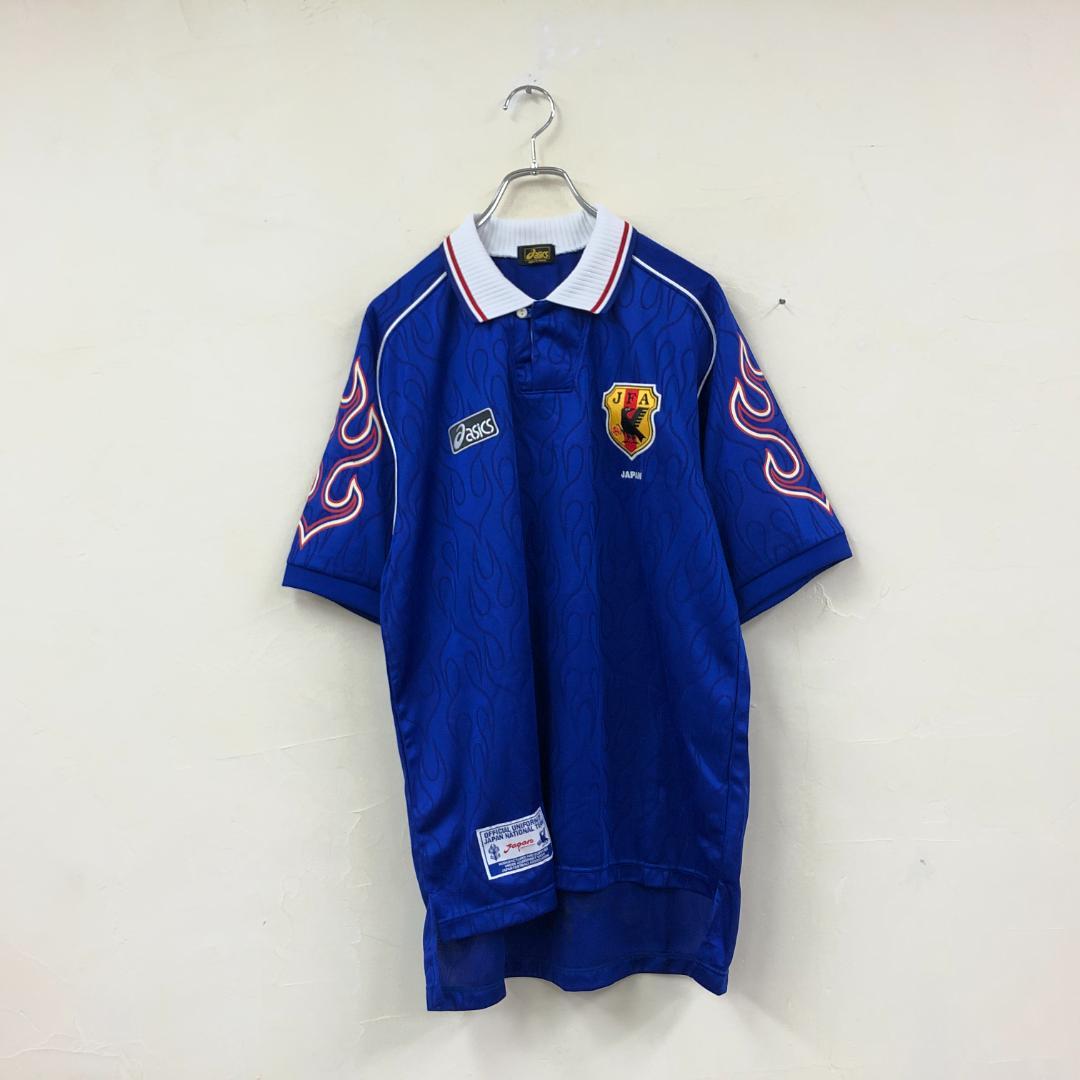美品 98年 フランスW杯 日本代表 ユニフォーム asics ファイヤー 炎