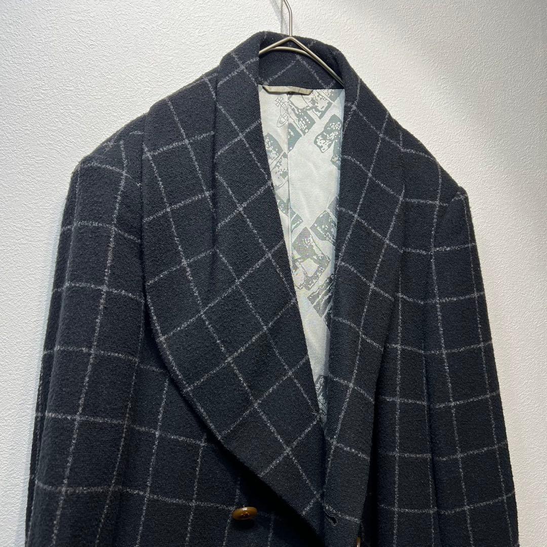 希少 ヴィヴィアンウエストウッド マン 裏総柄 ウール チェックチェスターコート