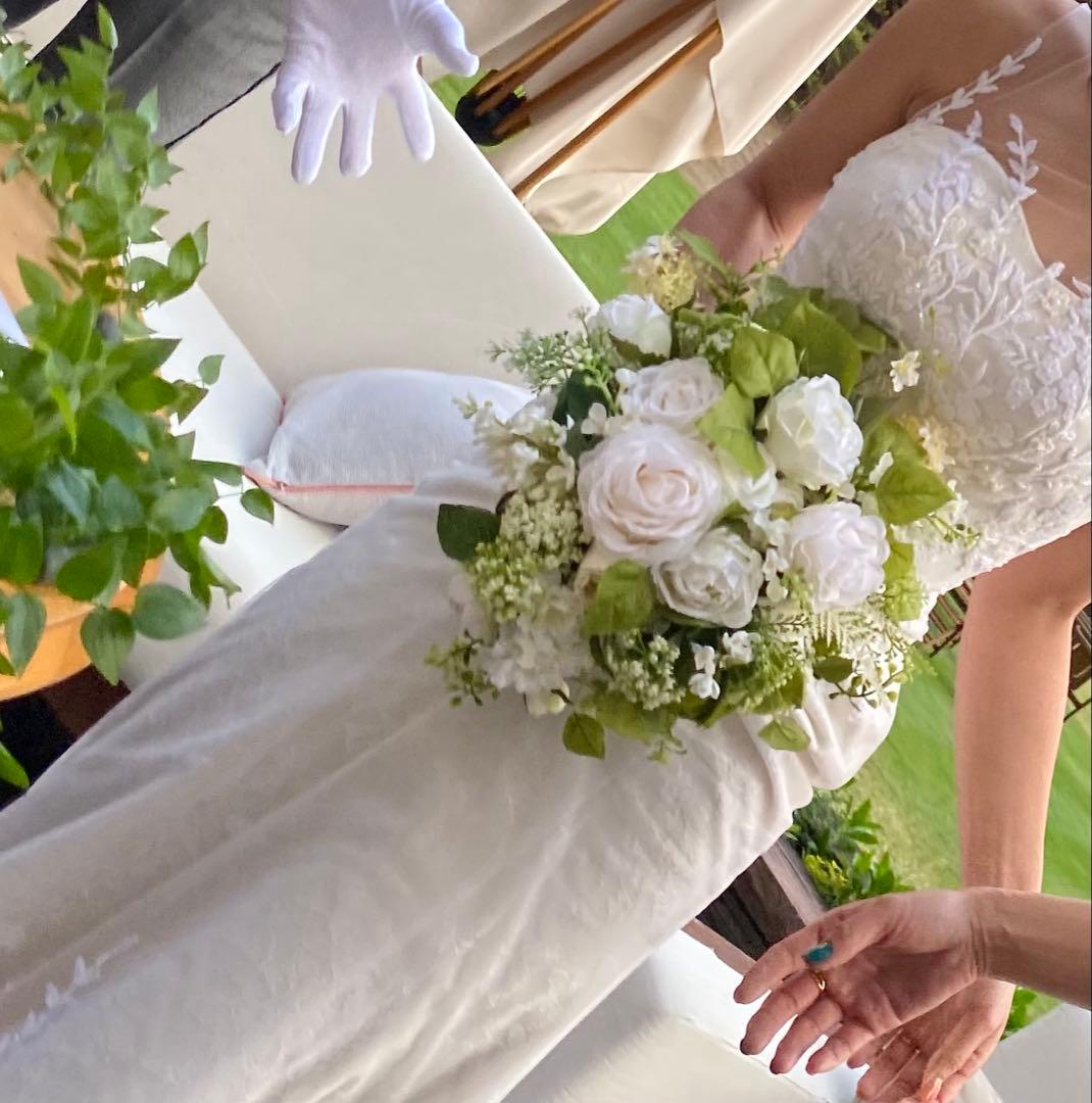 ウェディングブーケ　ガーデンブーケ　ブートニア　アーティフィシャルブーケ　セット