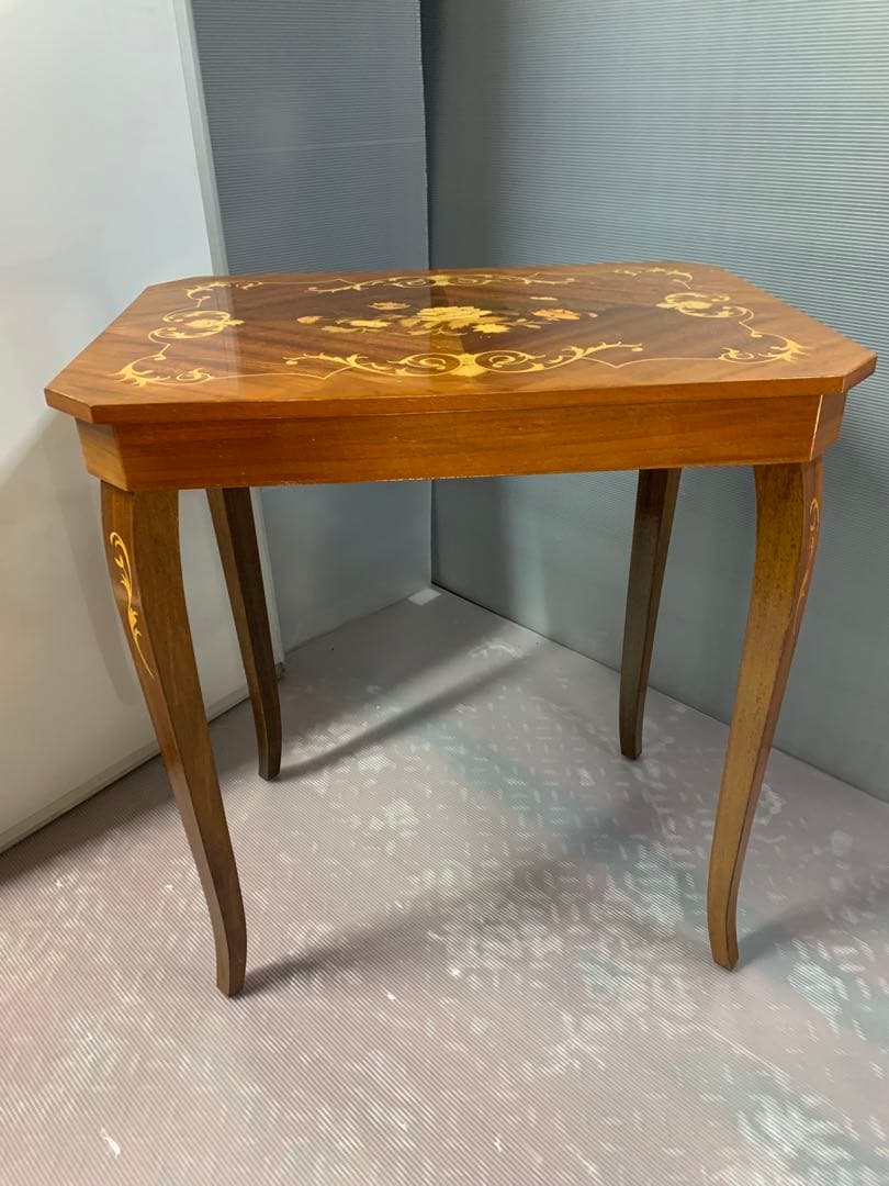 イタリア オルゴール 猫脚 テーブル コレクションケース コンソール 花台