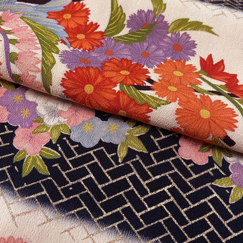 503ag24,帯揚げ帯締めしごき筥迫末広◎アンティーク 着物&袋帯&長襦袢