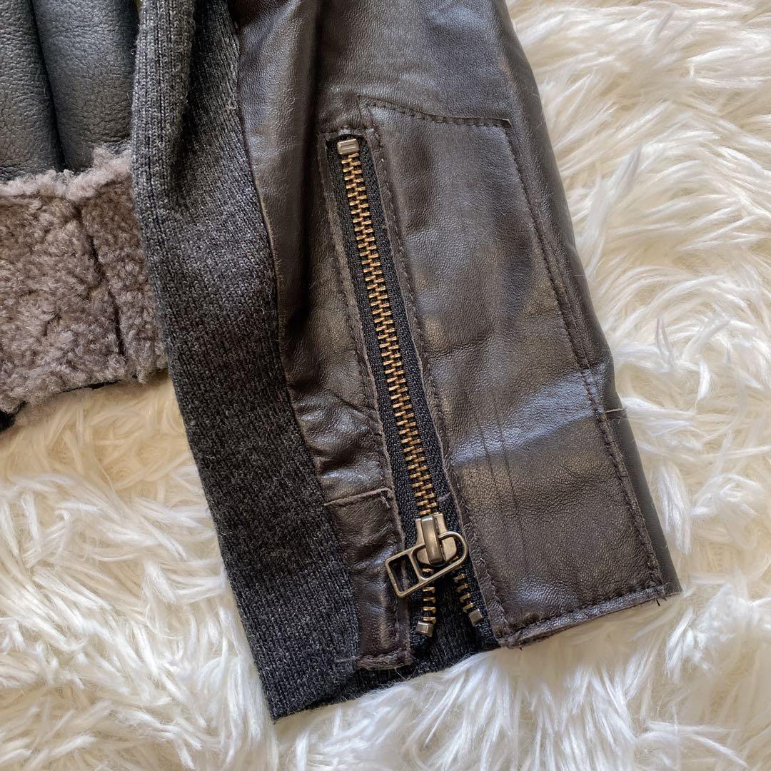 【40】美品 DW2R 羊革100% 革ジャン ラム本革ジャケット ボア