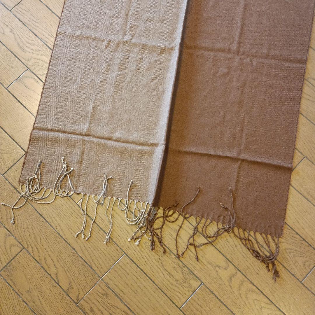 Paul Stuart ブラウン マフラー 美品 カシミヤ シルク