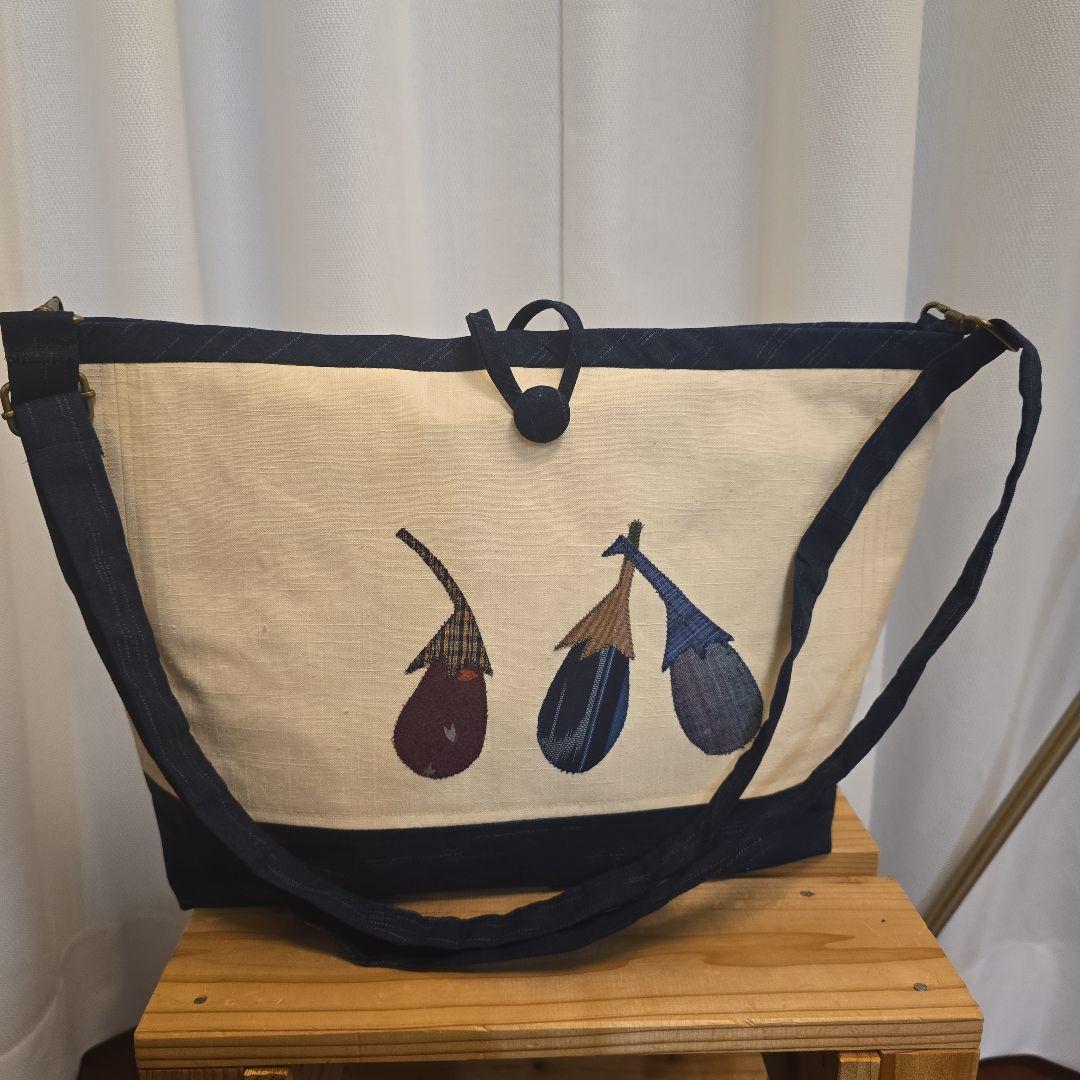 〈セール品〉２way 切り嵌め（きりばめ）名古屋帯リメイク　底大島紬　バッグ㊹