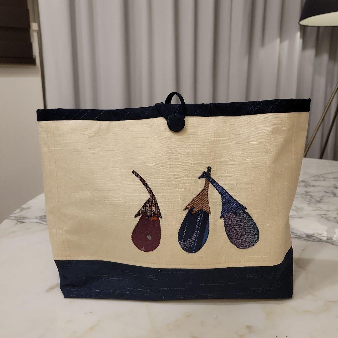 〈セール品〉２way 切り嵌め（きりばめ）名古屋帯リメイク　底大島紬　バッグ㊹