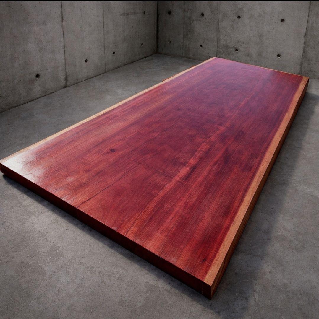 週末価格　パープルハート　一枚板　最高級　ダイニング　テーブル　ブビンガ