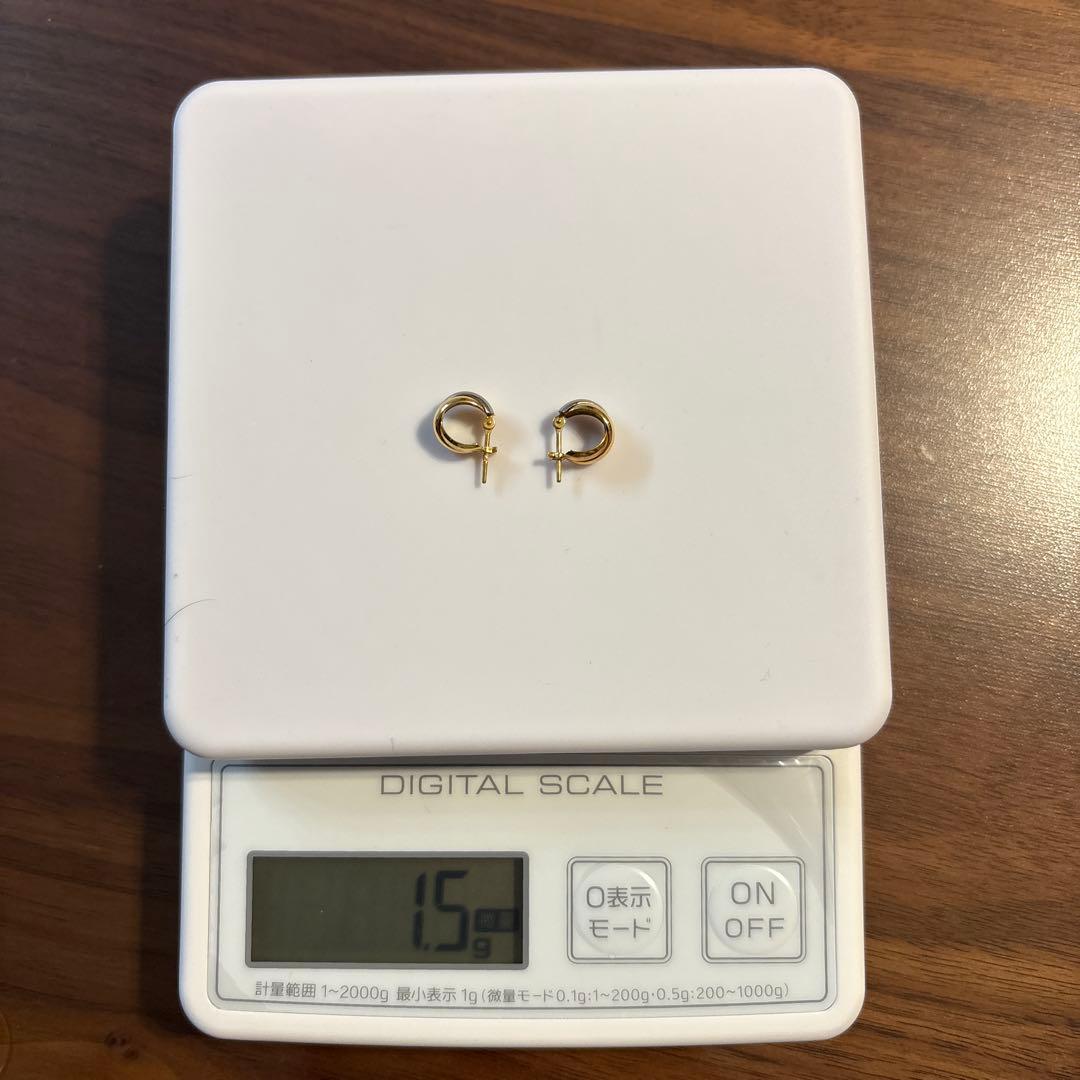 18k ゴールドシルバーフープピアス 鑑定済み 1.5g 最終価格