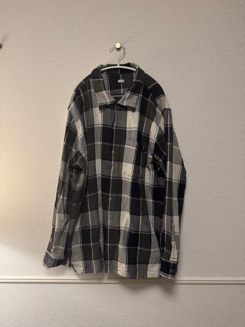 藤原ヒロシさん着用 SEQUEL 長袖ネルシャツ ブラック/グレー