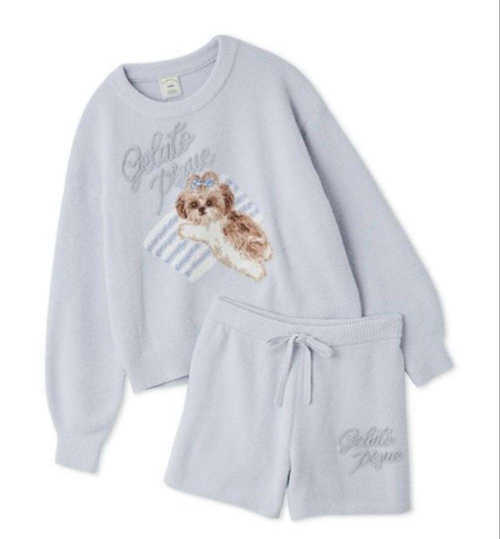 ジェラートピケシーズージャガードプルオーバー&ベビモコショートパンツセット