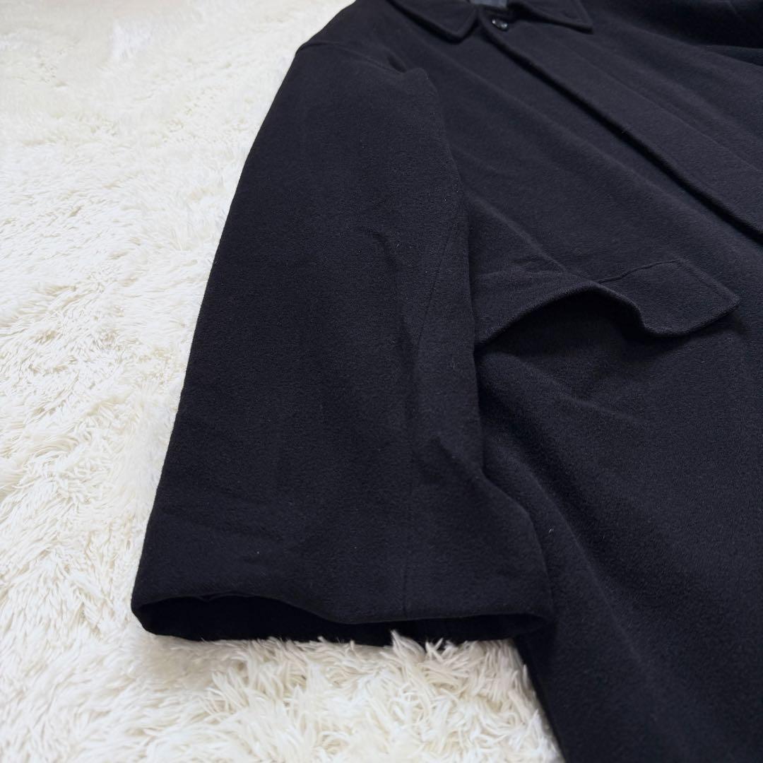 【美品】　五大陸　アンゴラ混　ロングコート　ステンカラーコート 黒 3XL