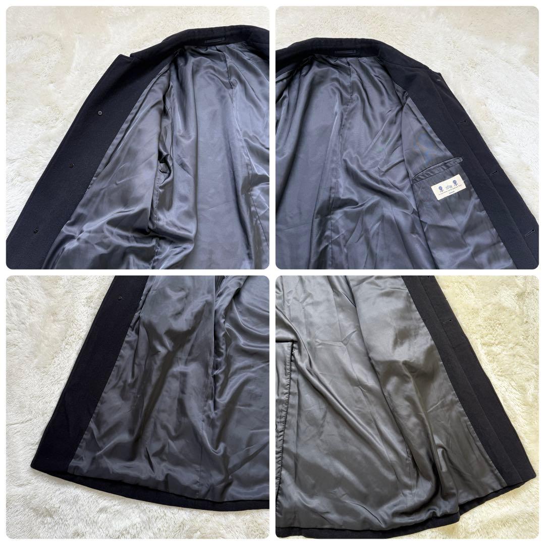 【美品】　五大陸　アンゴラ混　ロングコート　ステンカラーコート 黒 3XL