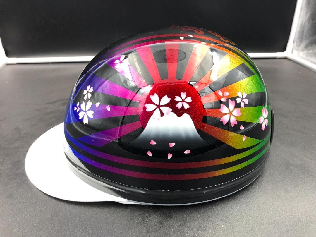 コルク半　カスタム　富士日章　三つボタン　ブラックラメグラデーション　桜