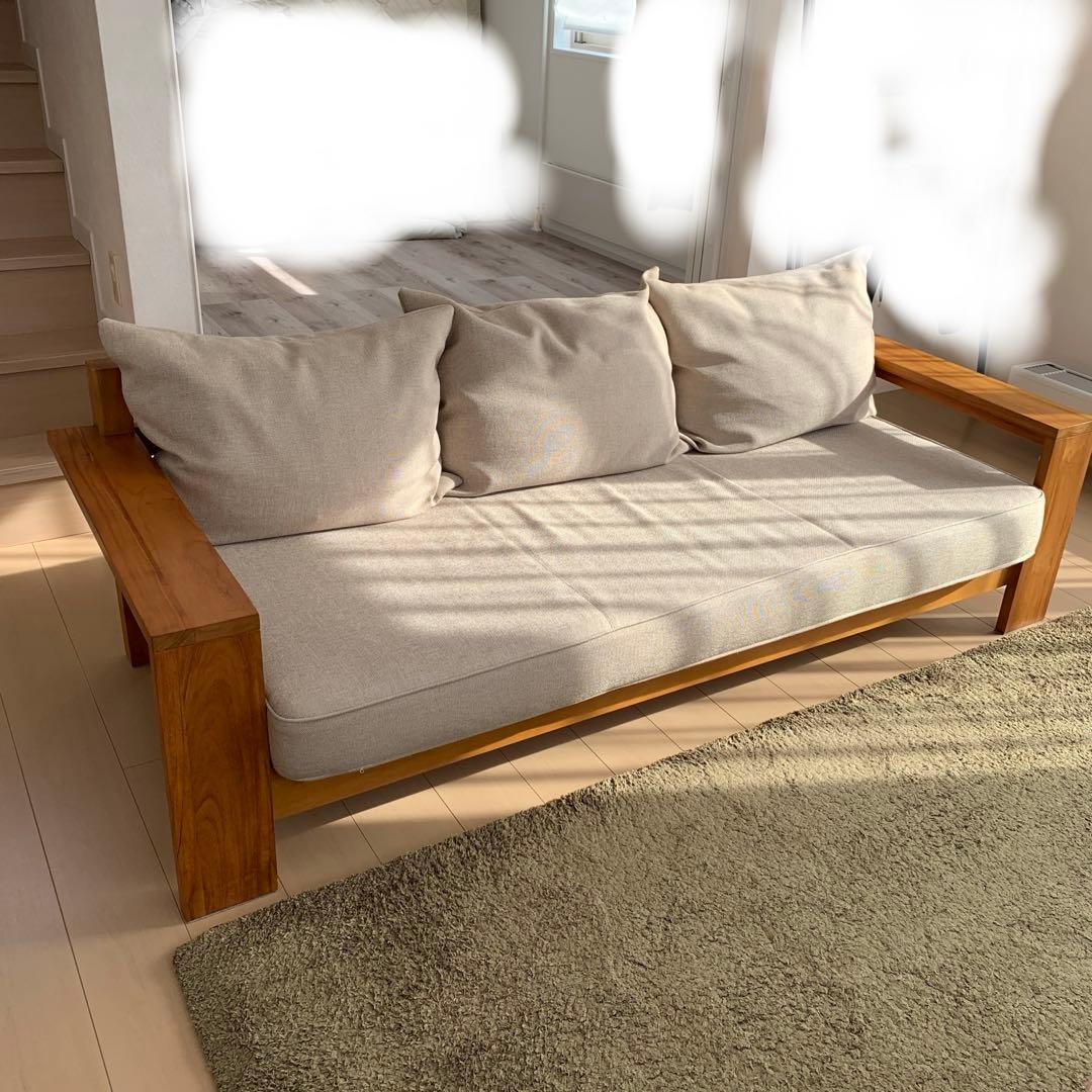 ウニコ　ブレス　木製フレーム 3人掛けソファ