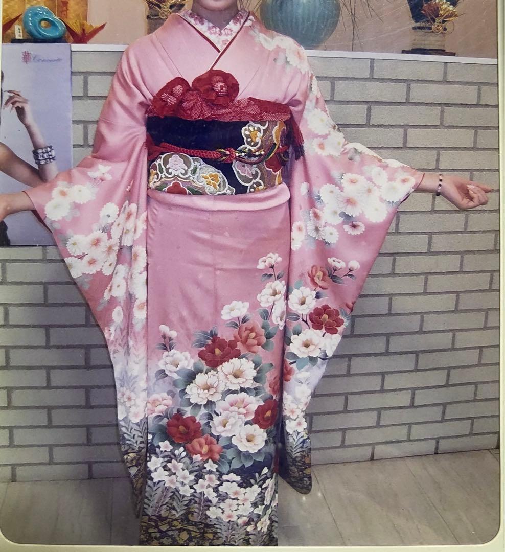 振袖フルセット　正絹　長襦袢　帯締　バック　草履　帯　成人式フルセット