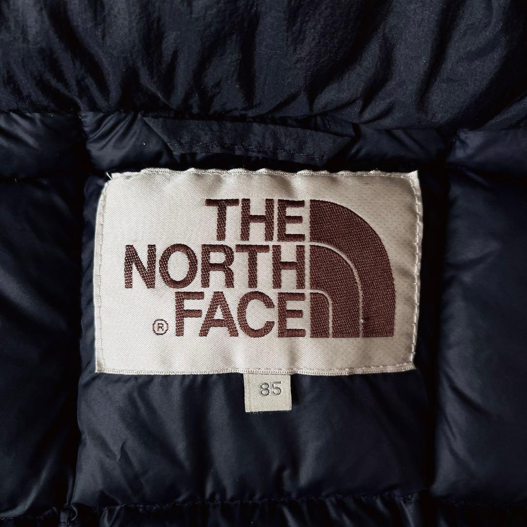 【美品】ノースフェイス ダウンコート ダウンジャケット ロゴ刺繍 紺ネイビー