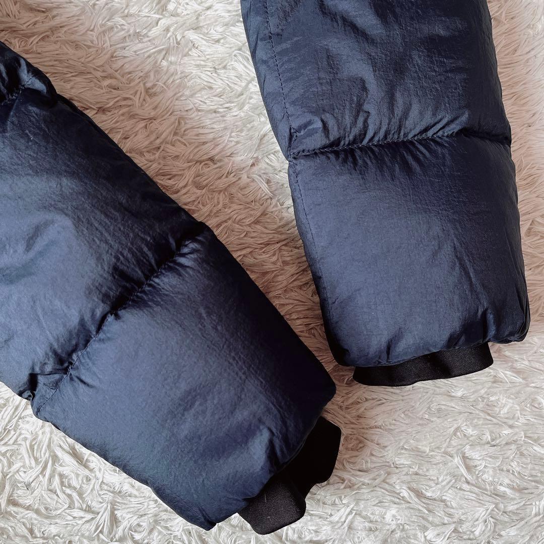 【美品】ノースフェイス ダウンコート ダウンジャケット ロゴ刺繍 紺ネイビー