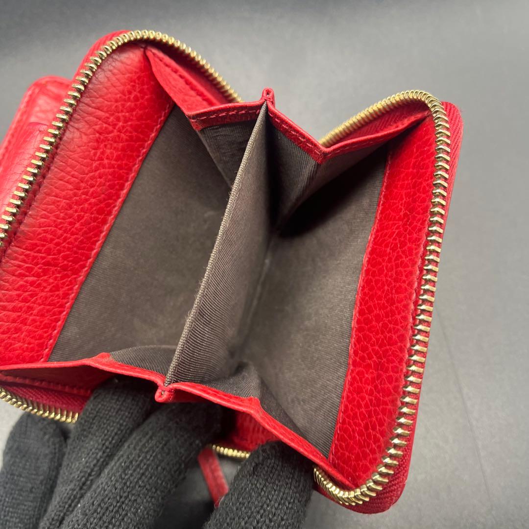 美品✨GUCCI グッチ 折り財布 GGキャンバス×レザー 赤 346056