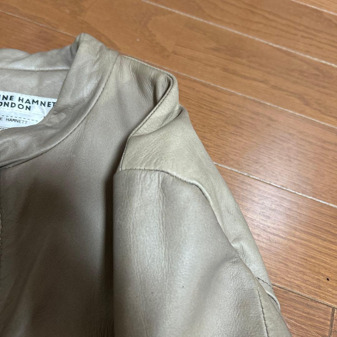 キャサリンハムネット　シープレザーシングルライダースジャケット　Lサイズ