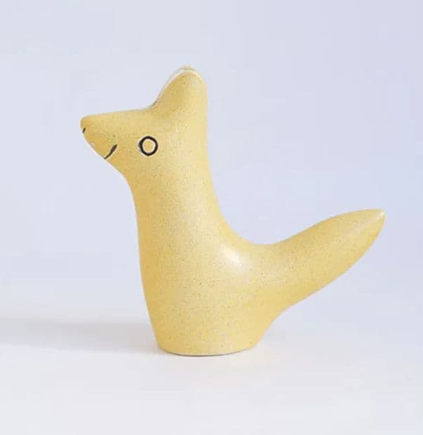 鹿児島睦　花器　キツネ　イエロー