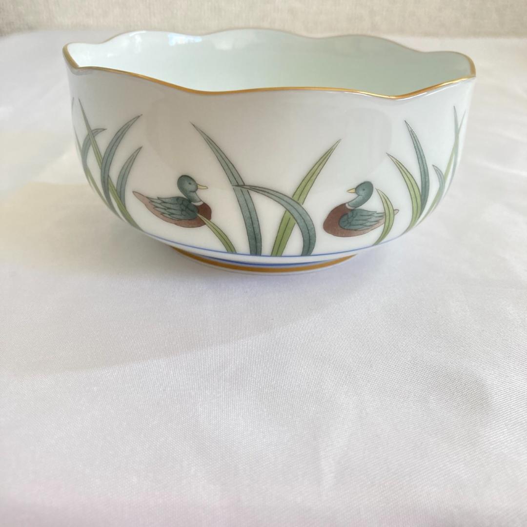香蘭社 鴨カモ 水草柄　ボウル　5つセット