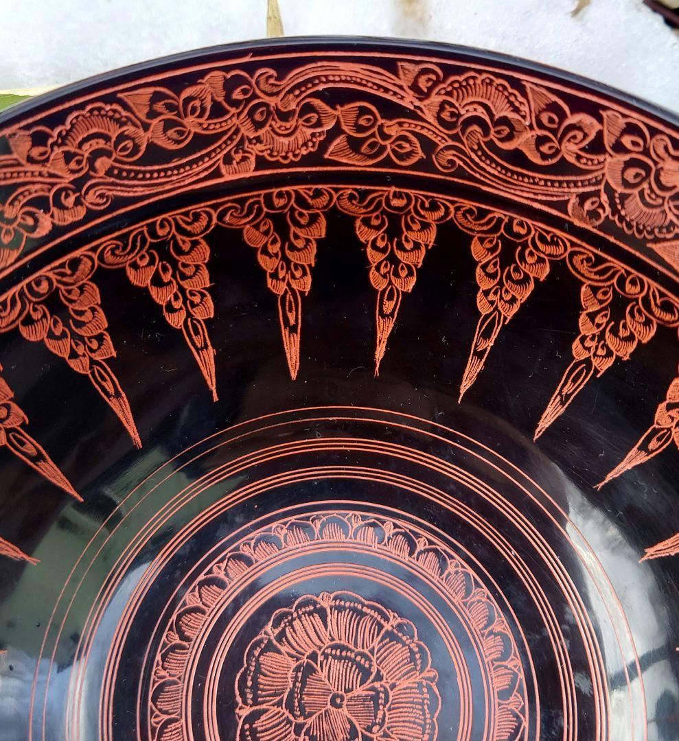 美術漆器　鳥獣蒟醤　きんま　アンティーク　細密　漆塗り　タイ・ミャンマー