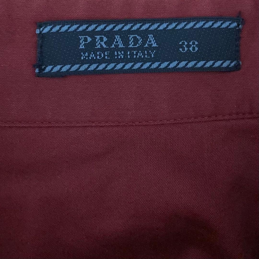 PRADA プラダ 半袖ストレッチシャツ レッド レディース